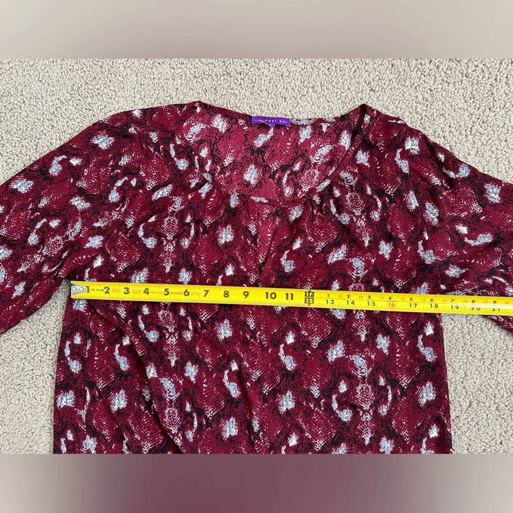 West Kei Burgundy Patterned Blouse • Elegant Print • Size S - Picture 6 of 10